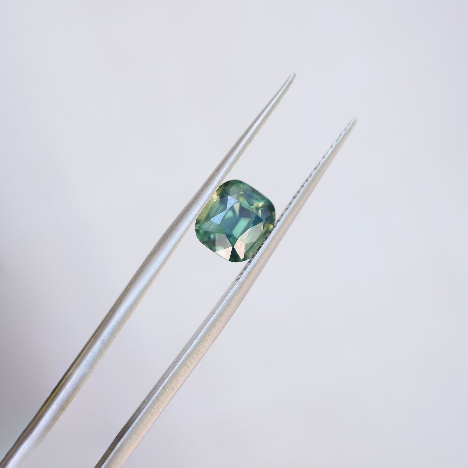 2.10 ctw Cushion Cut Opalescent Forest Green Sapphire