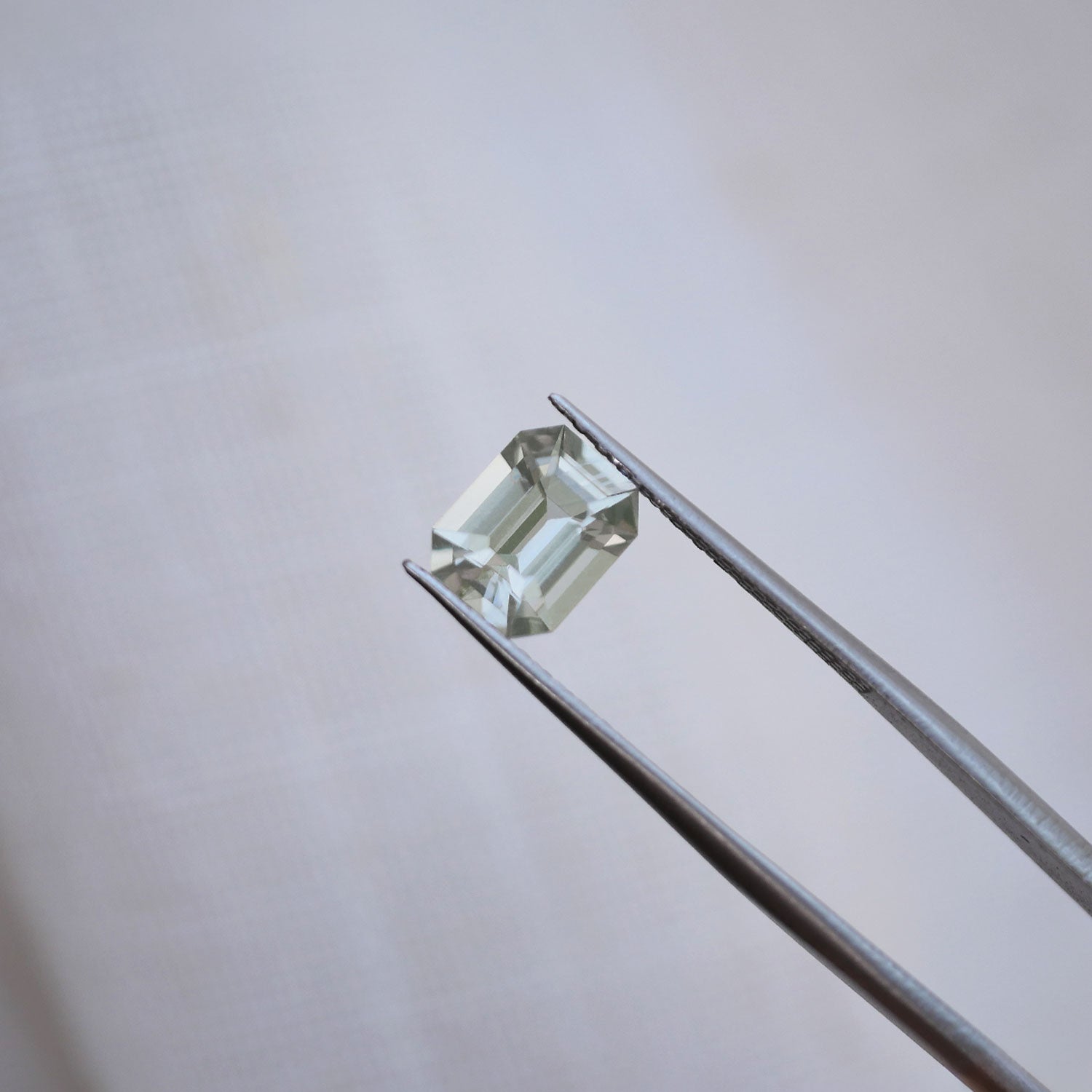 2.70 ctw Emerald Cut Light Grey Green Sapphire