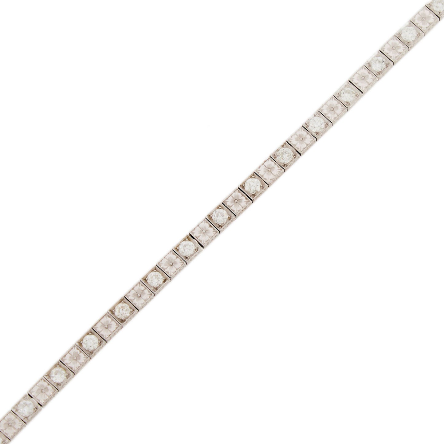 Antique Platinum and Diamond Line Bracelet
