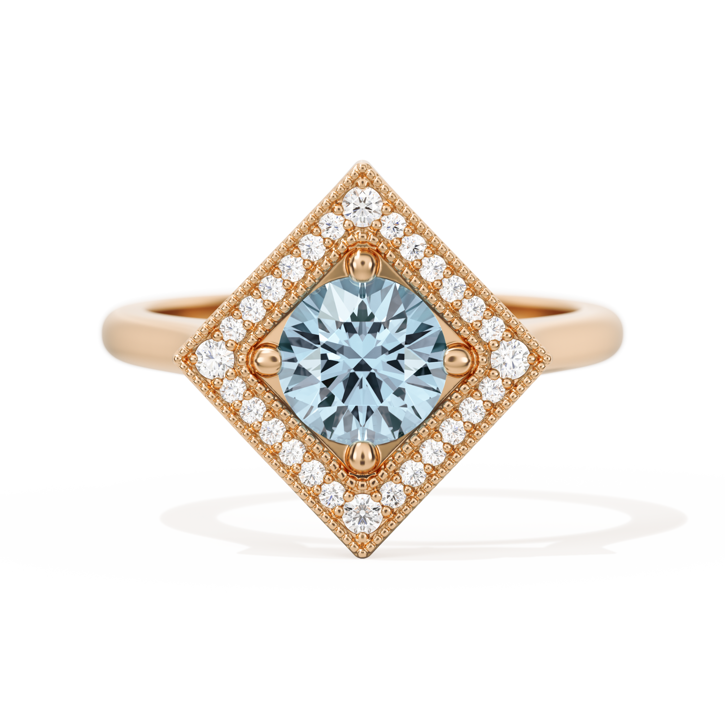 Diamond Shape Halo Round