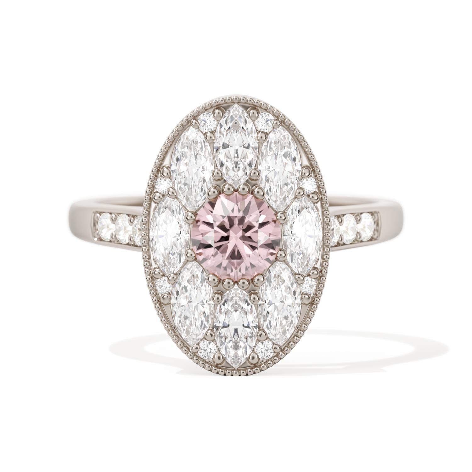 Round with Feather Marquise