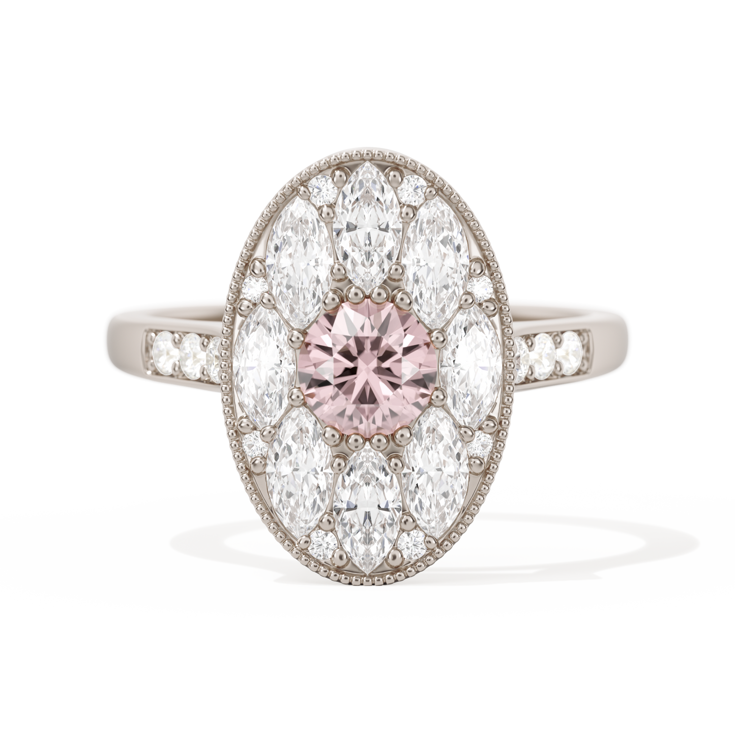 Round with Feather Marquise