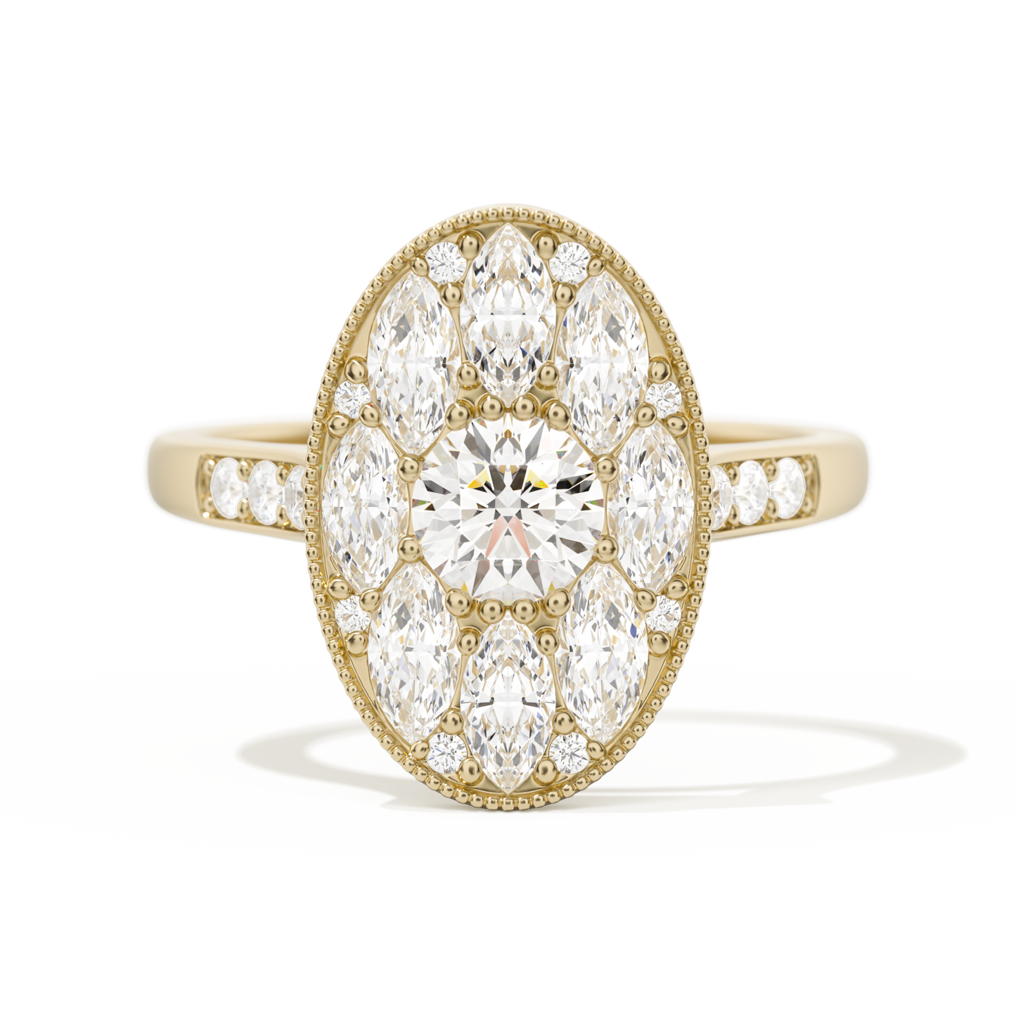 Round with Feather Marquise