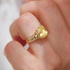 Nightbloom Antique Cushion Cut Yellow Sapphire Ring