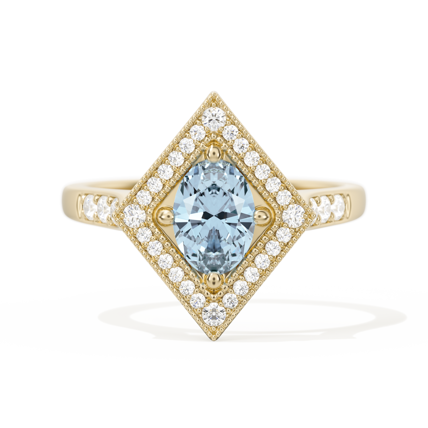 Diamond Shape Halo Oval