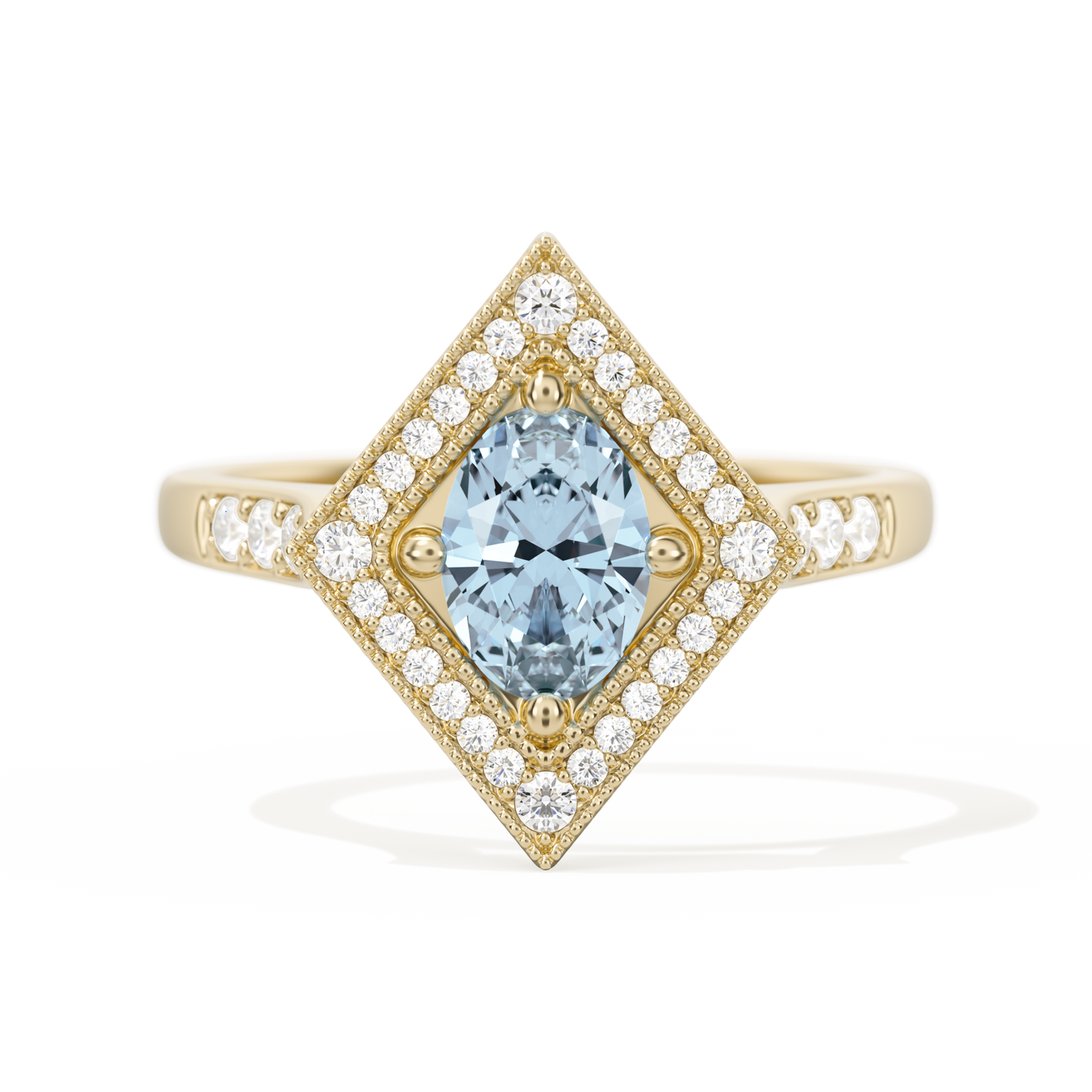 Diamond Shape Halo Oval