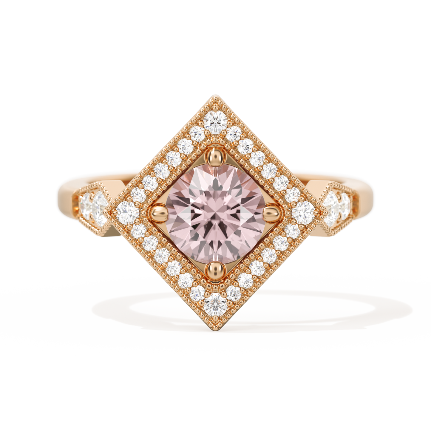 Diamond Shape Halo Round