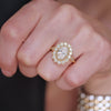 Custom Oval Diamond Mosaic Sunflower Ring 2.00 ctw. center