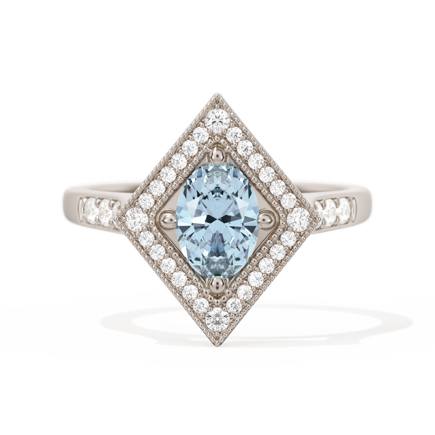 Diamond Shape Halo Oval