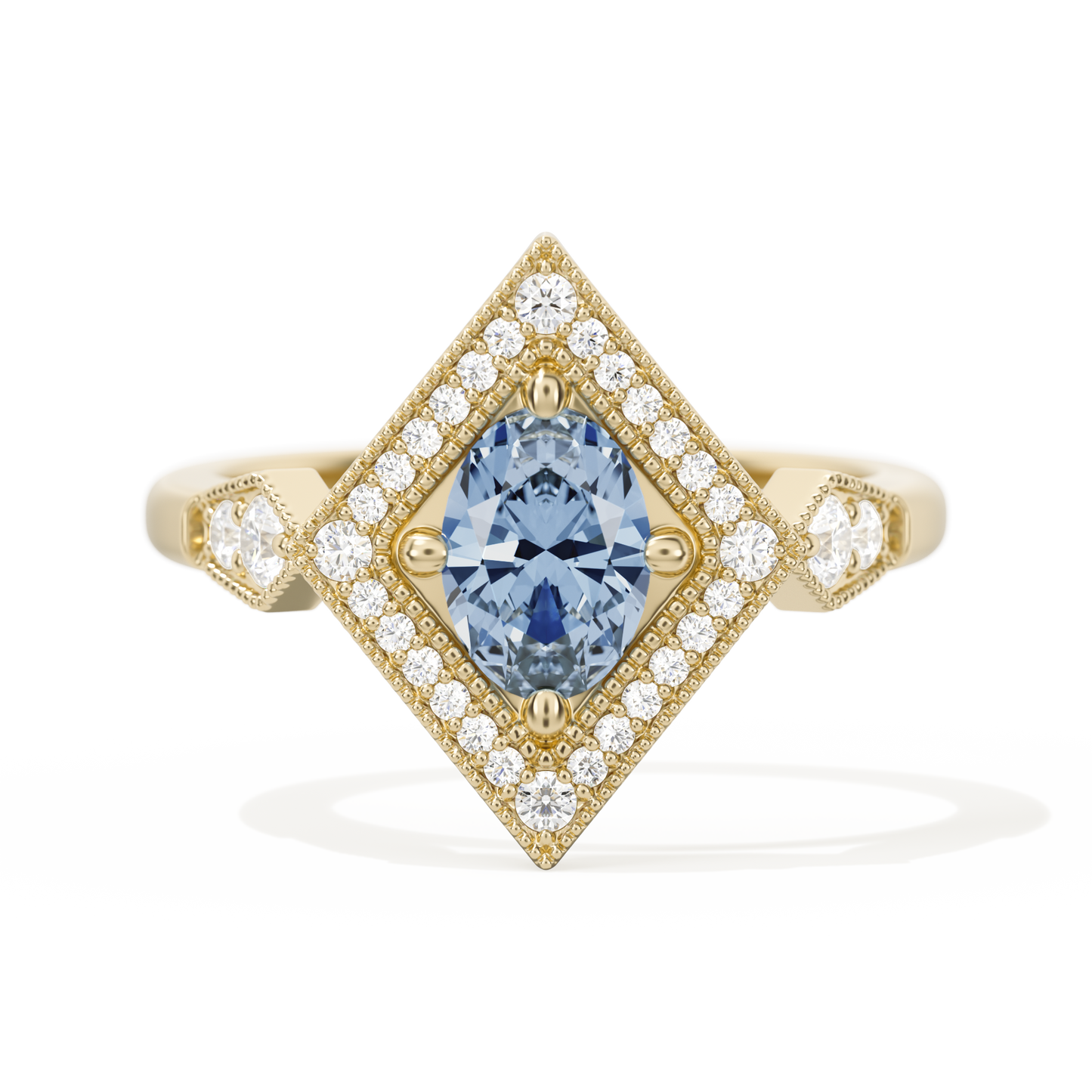 Diamond Shape Halo Oval