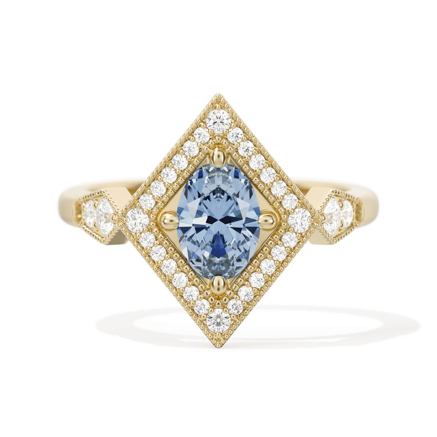 Diamond Shape Halo Oval