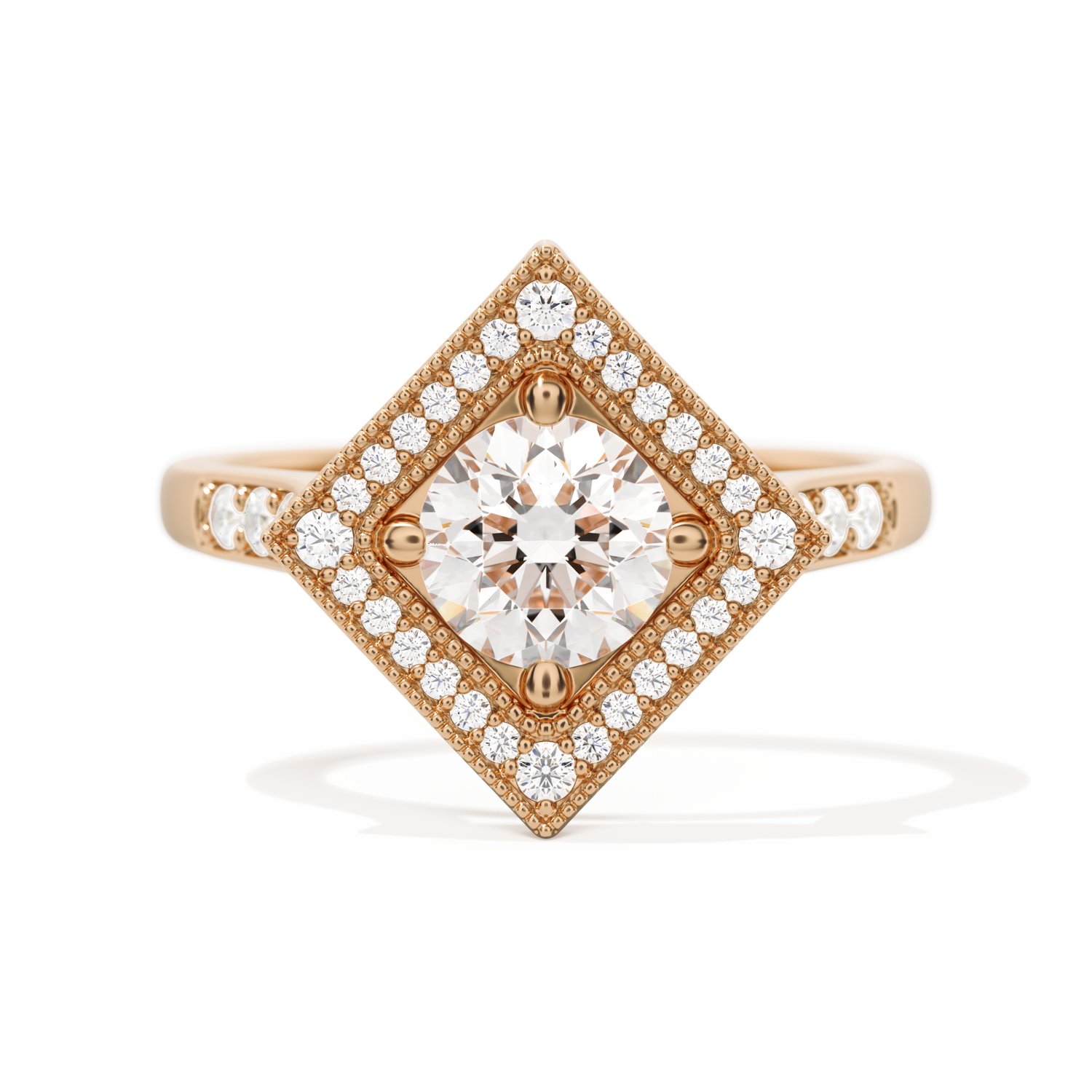 Diamond Shape Halo Round