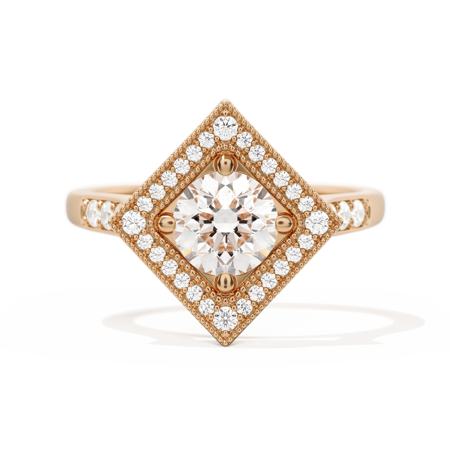 Diamond Shape Halo Round