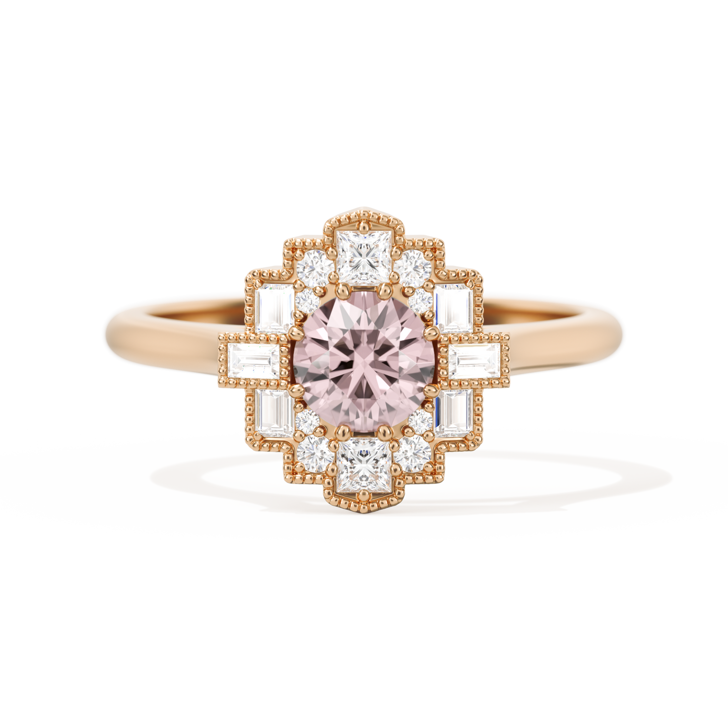 Square Deco with Round Brilliant Cut