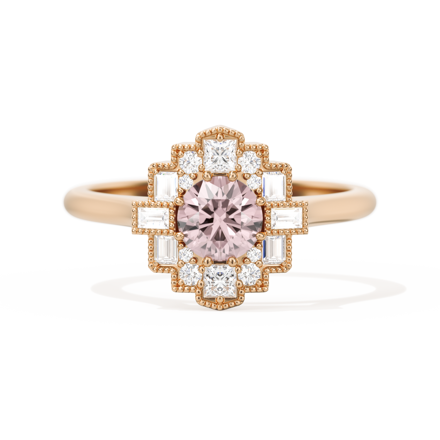 Square Deco with Round Brilliant Cut