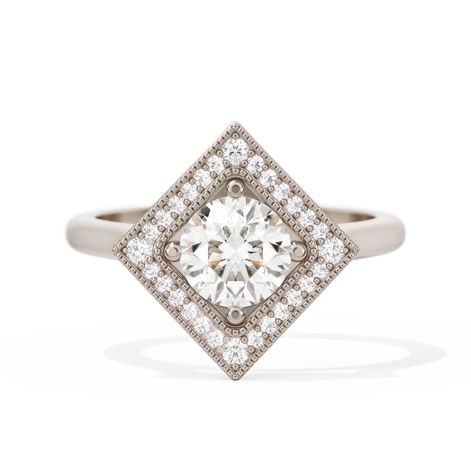 Diamond Shape Halo Round