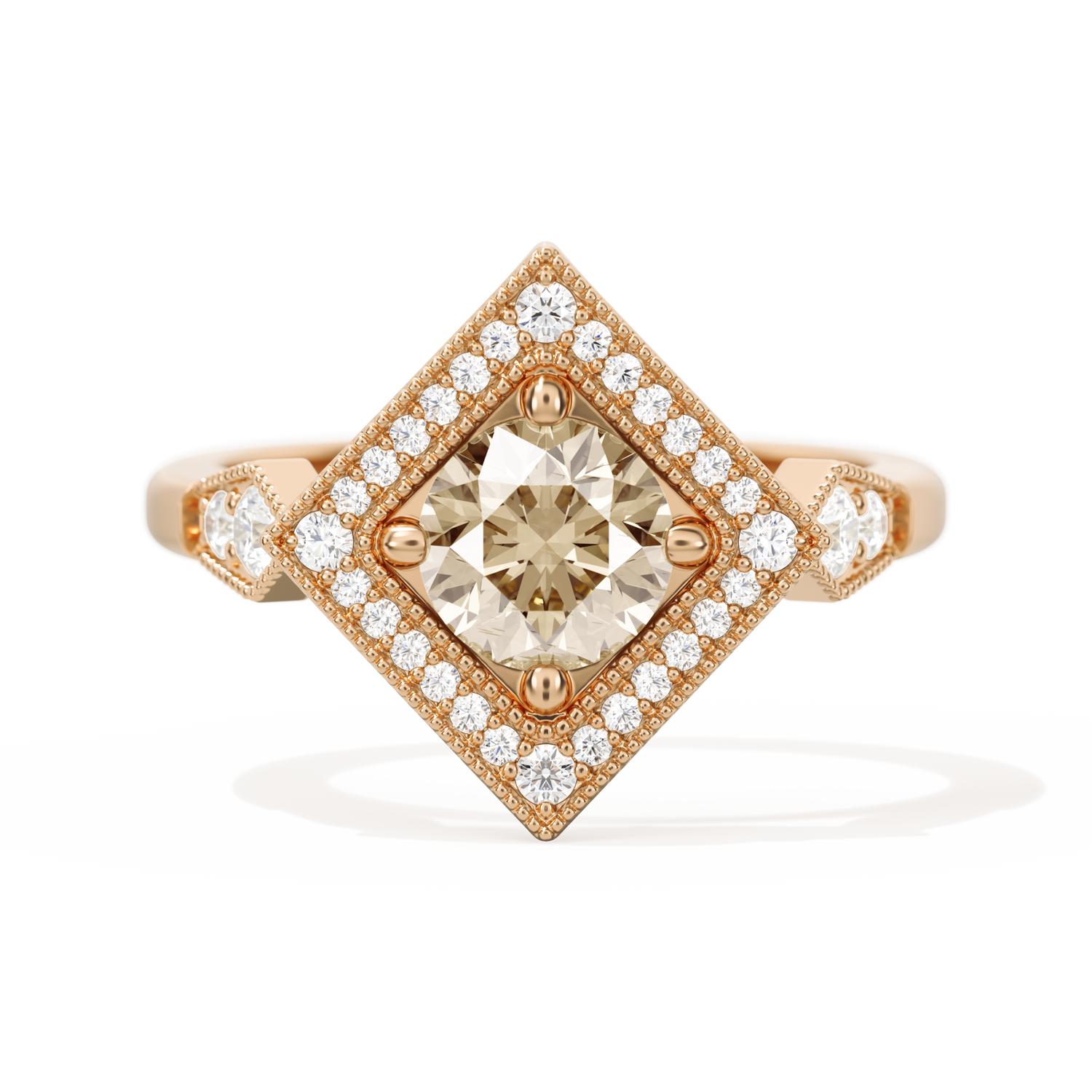 Diamond Shape Halo Round