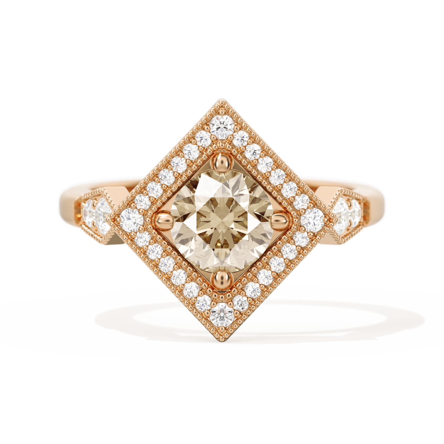 Diamond Shape Halo Round