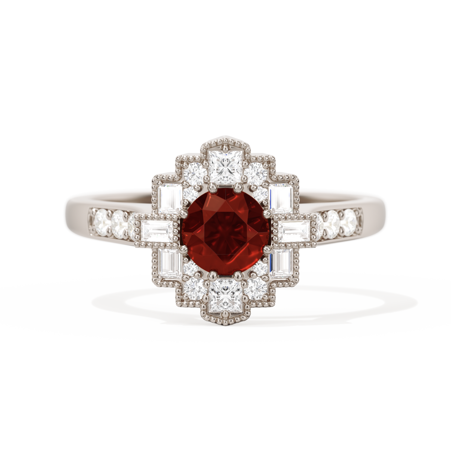 Square Deco with Round Brilliant Cut