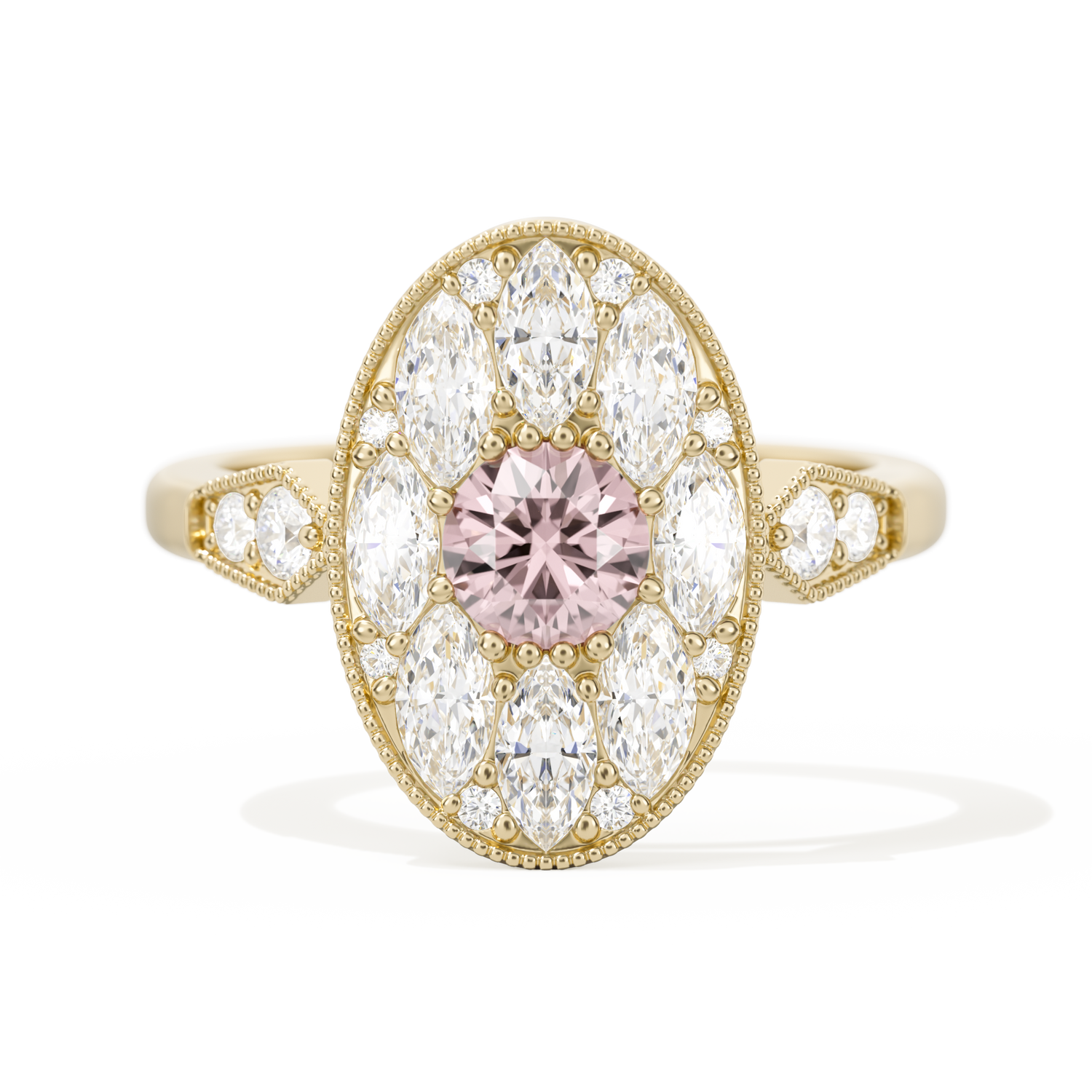 Round with Feather Marquise