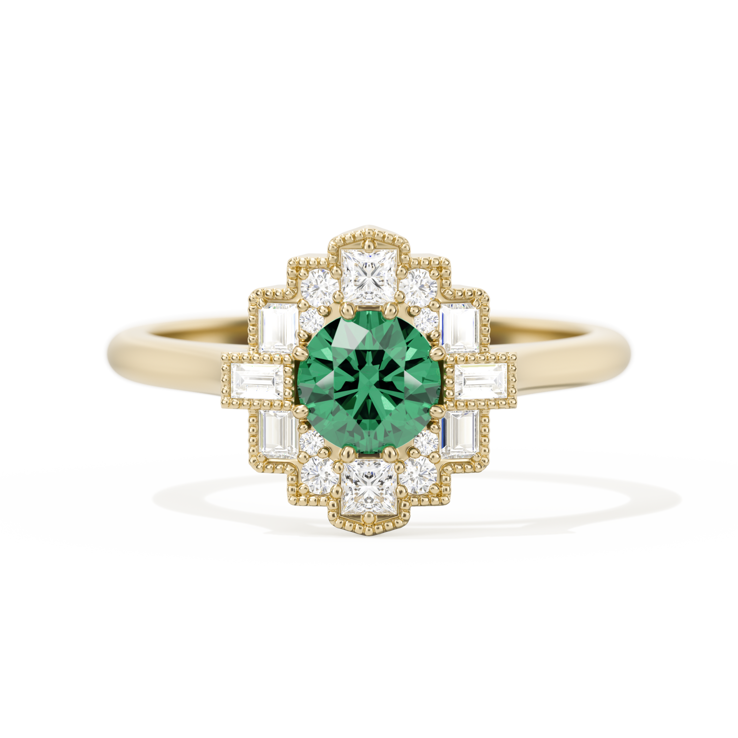 Square Deco with Round Brilliant Cut