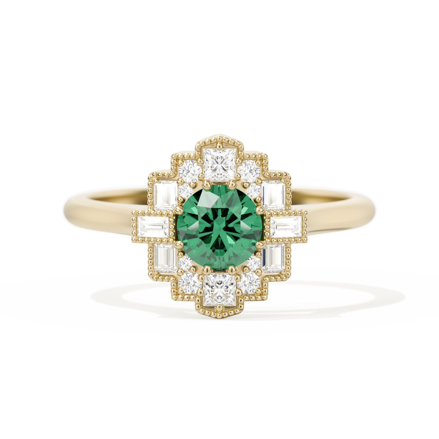 Square Deco with Round Brilliant Cut