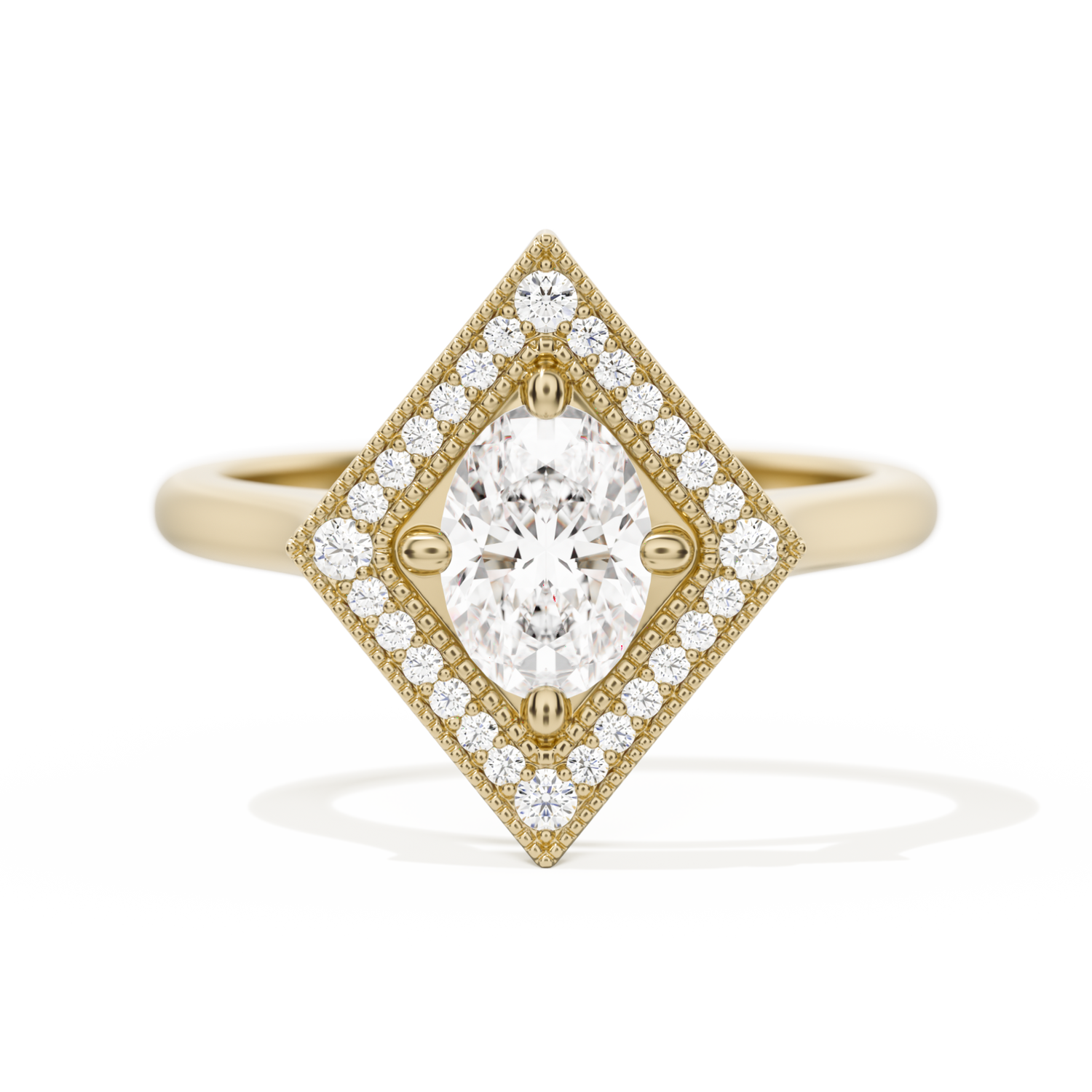 Diamond Shape Halo Oval