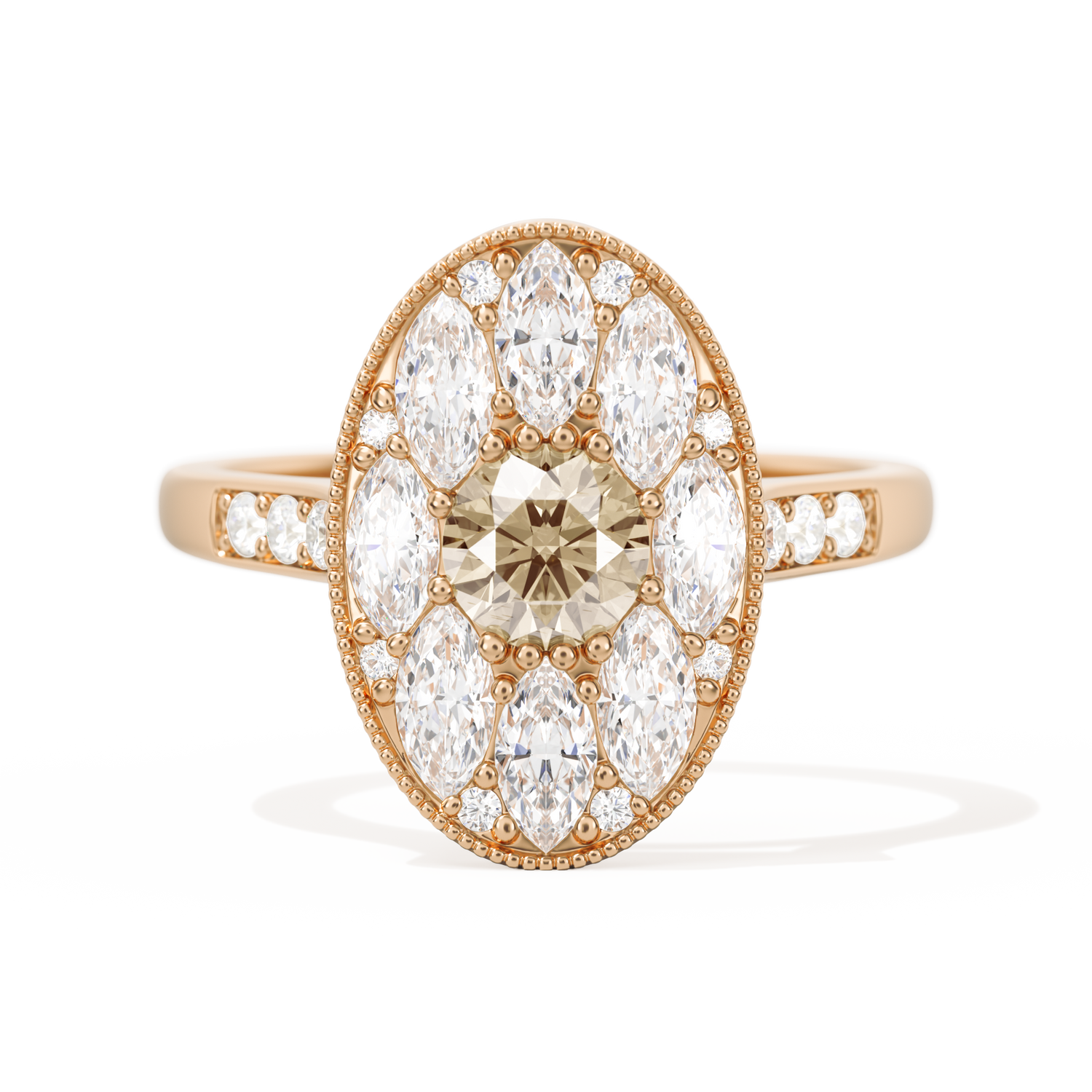 Round with Feather Marquise