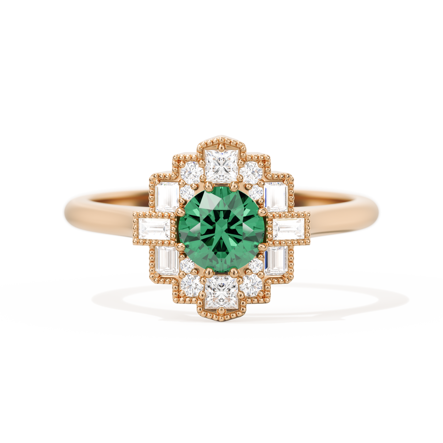 Square Deco with Round Brilliant Cut