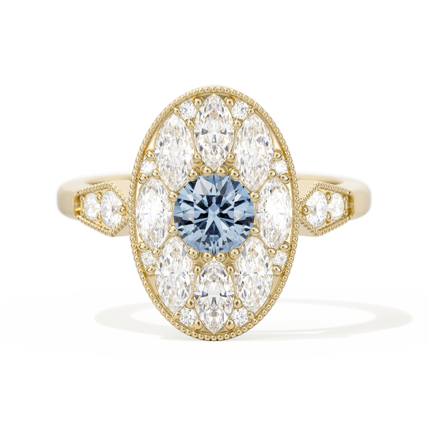 Round with Feather Marquise