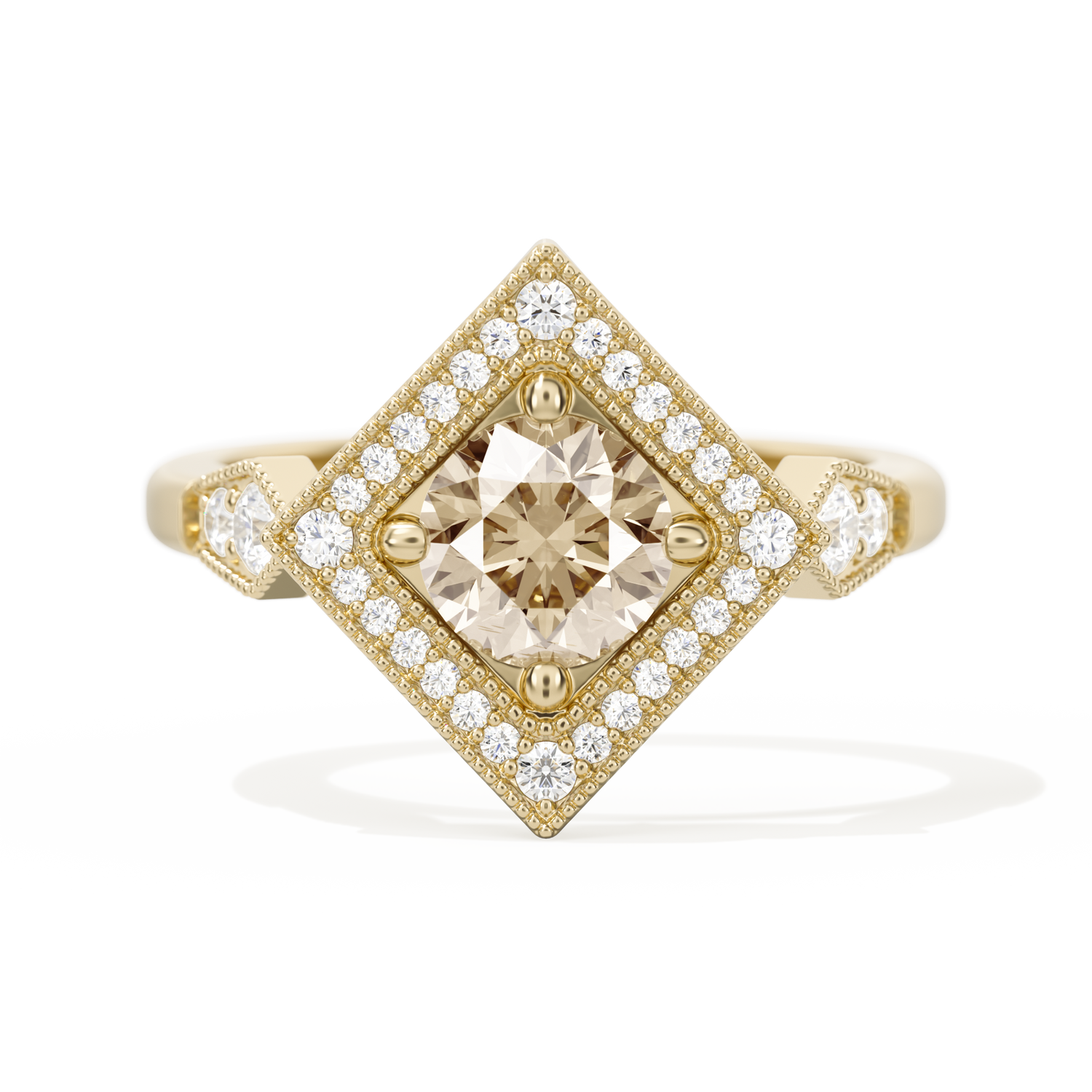 Diamond Shape Halo Round