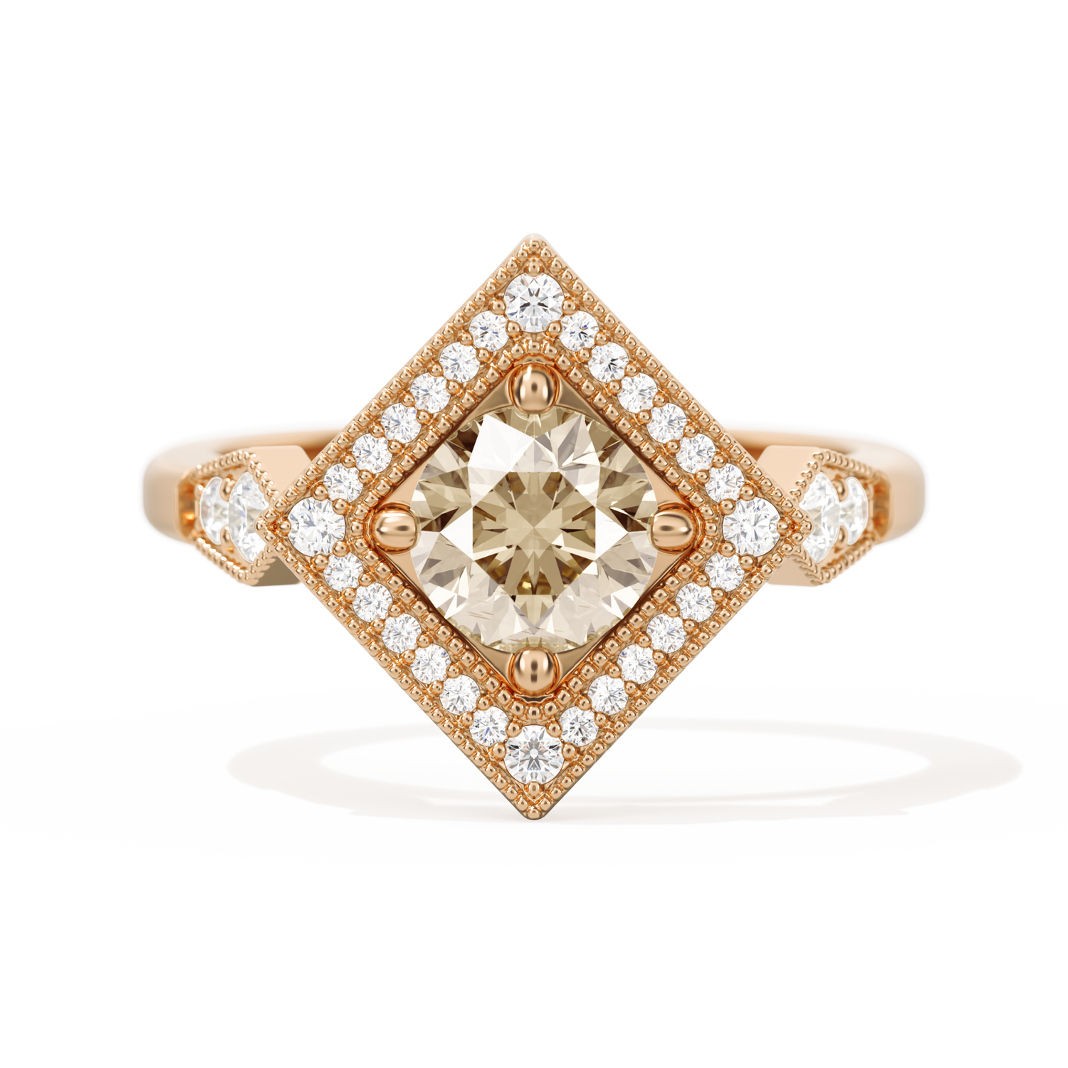 Diamond Shape Halo Round