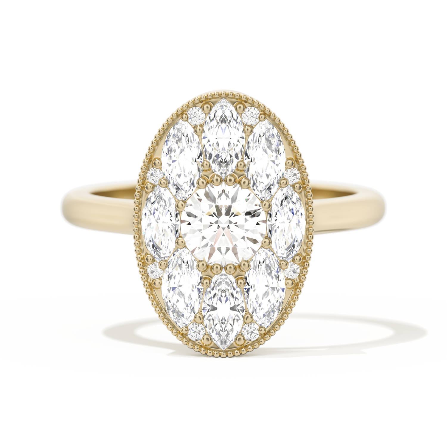 Round with Feather Marquise