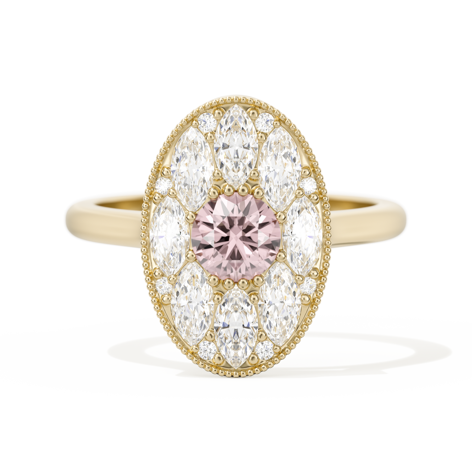 Round with Feather Marquise