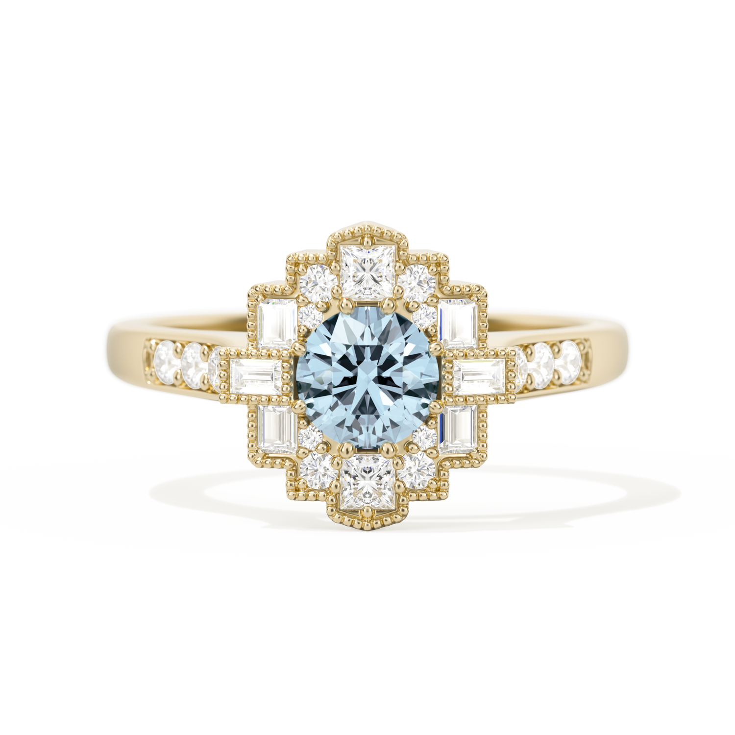 Square Deco with Round Brilliant Cut