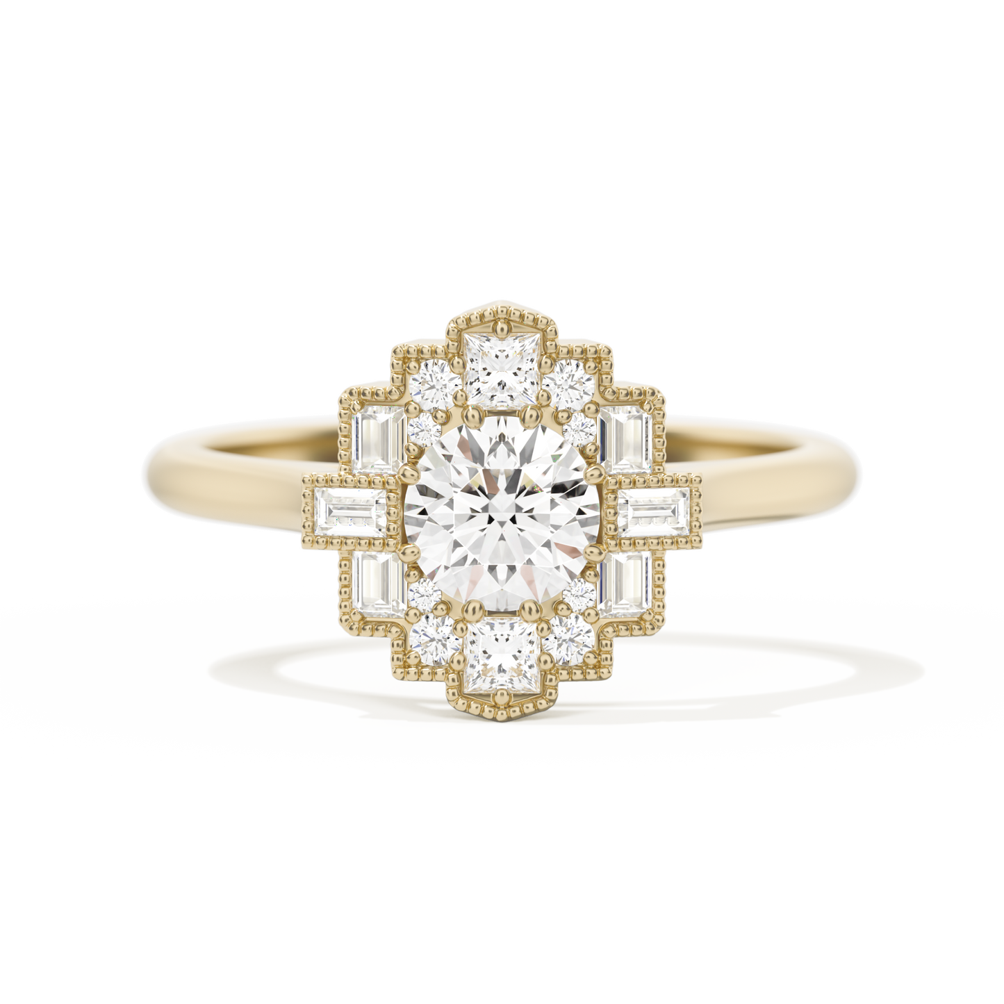 Square Deco with Round Brilliant Cut