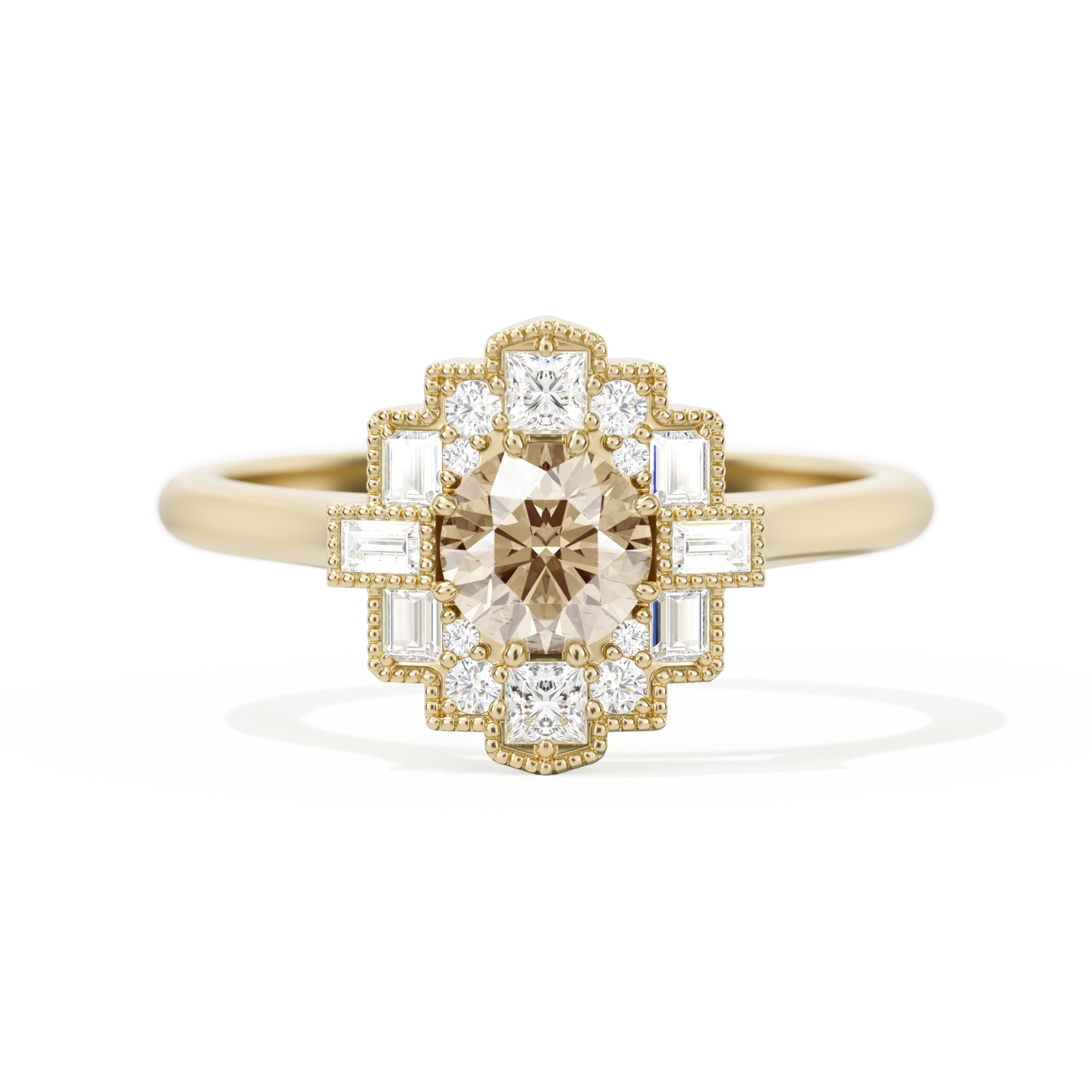 Square Deco with Round Brilliant Cut