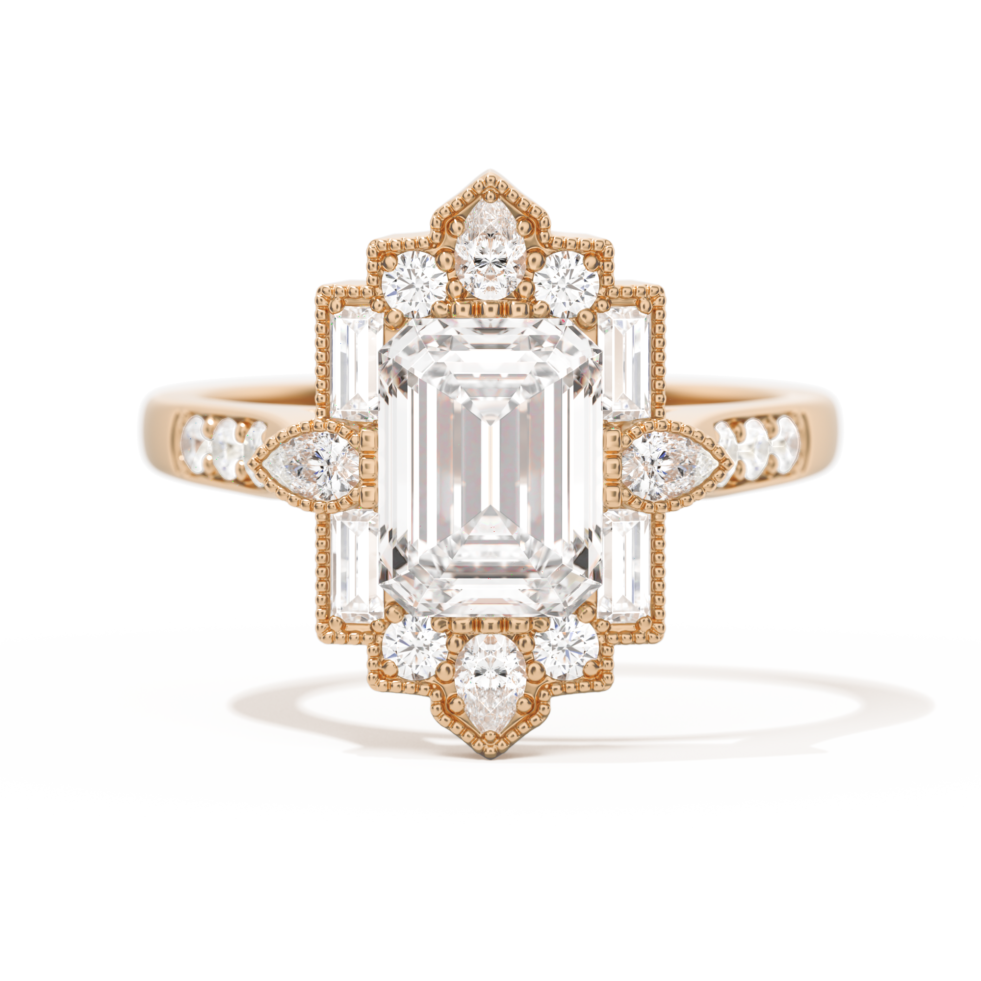 Pear Deco with 8x6 Emerald Cut