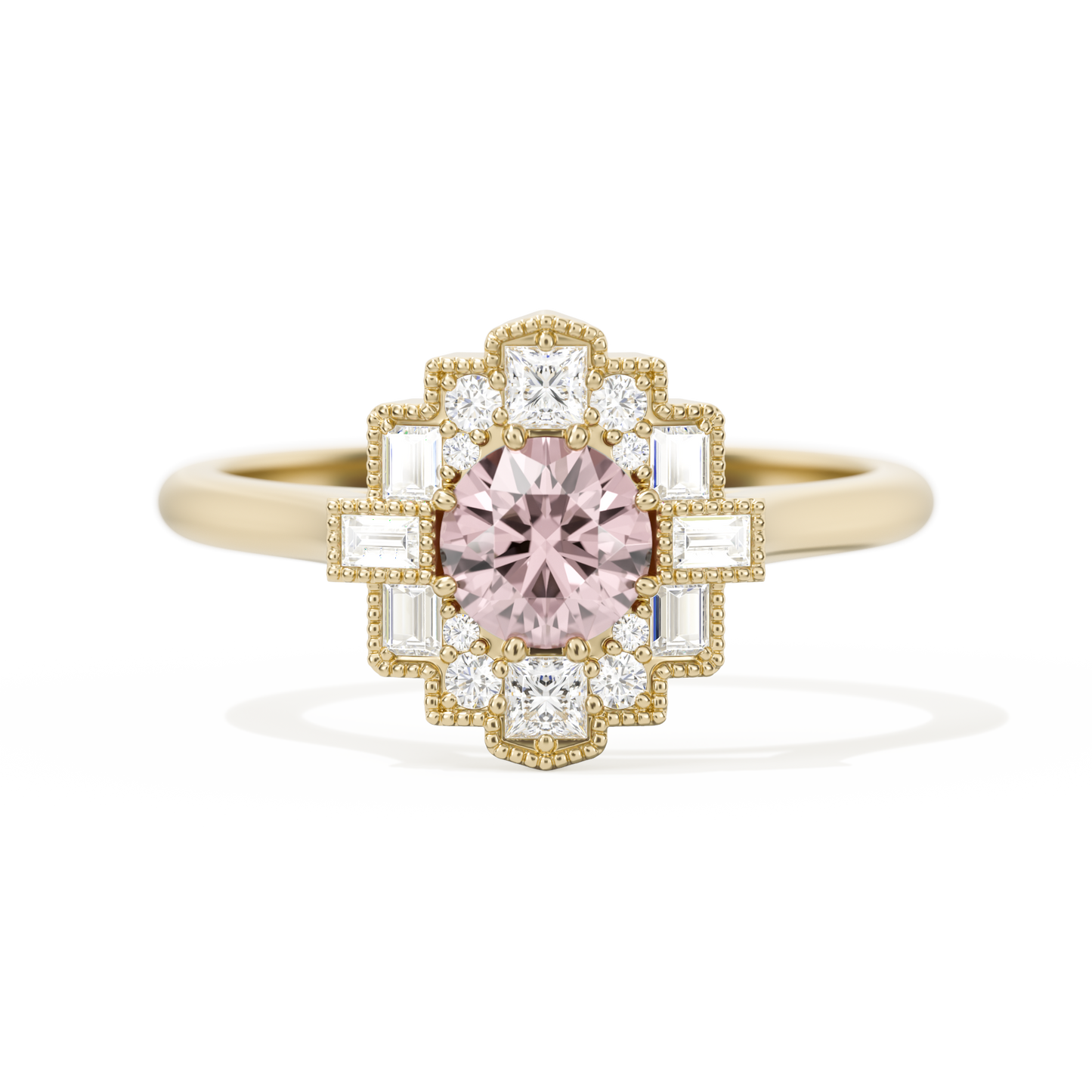 Square Deco with Round Brilliant Cut