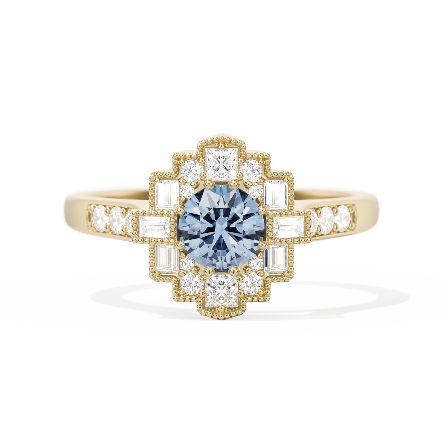 Square Deco with Round Brilliant Cut