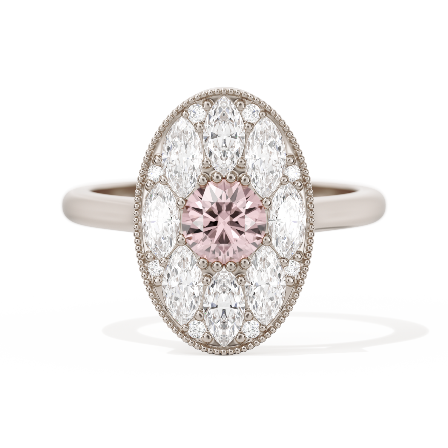 Round with Feather Marquise