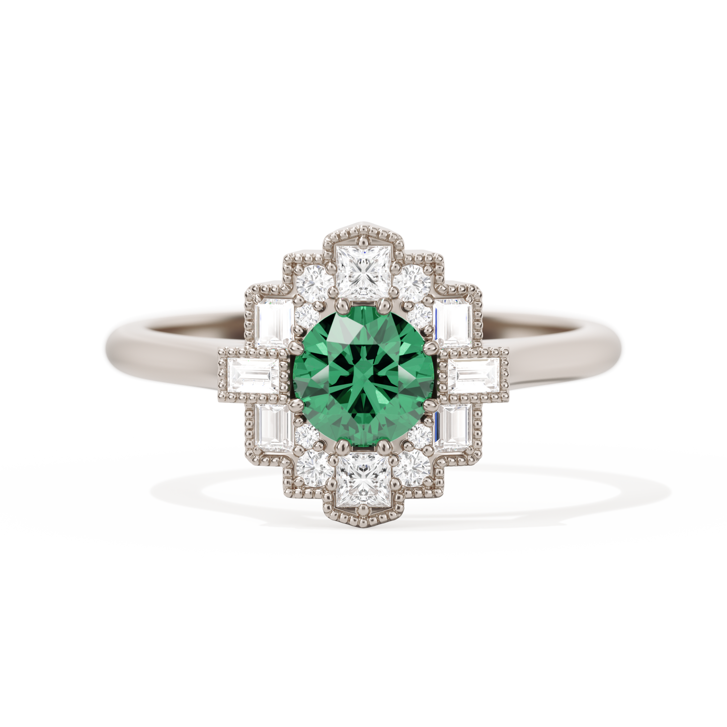 Square Deco with Round Brilliant Cut