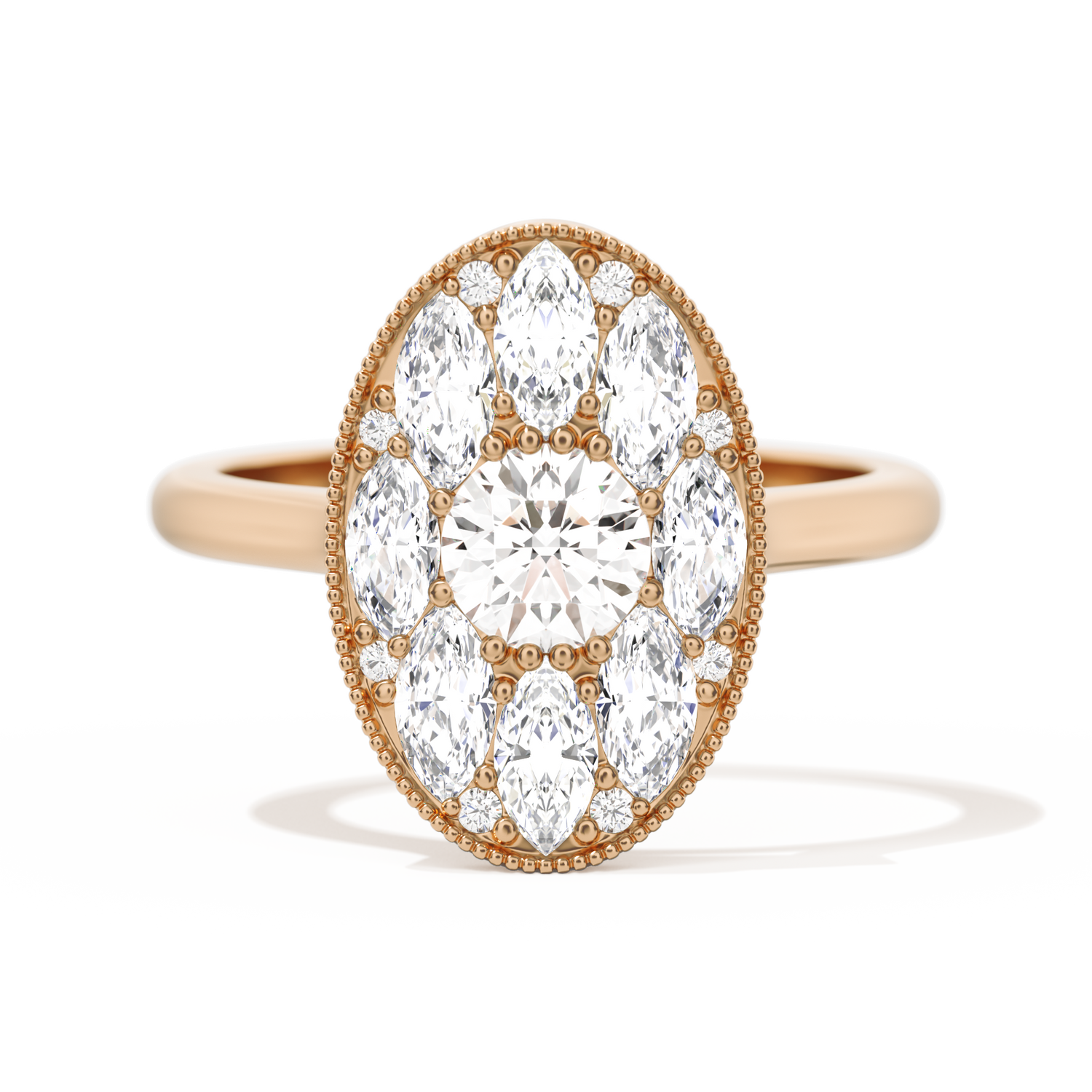 Round with Feather Marquise