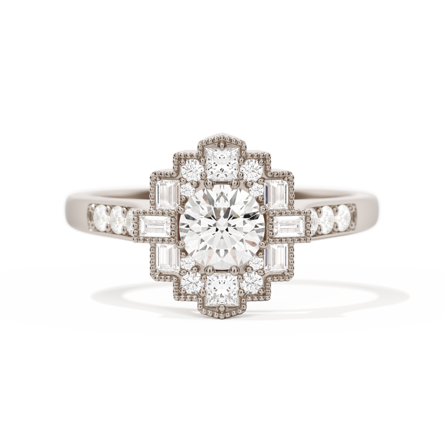 Square Deco with Round Brilliant Cut