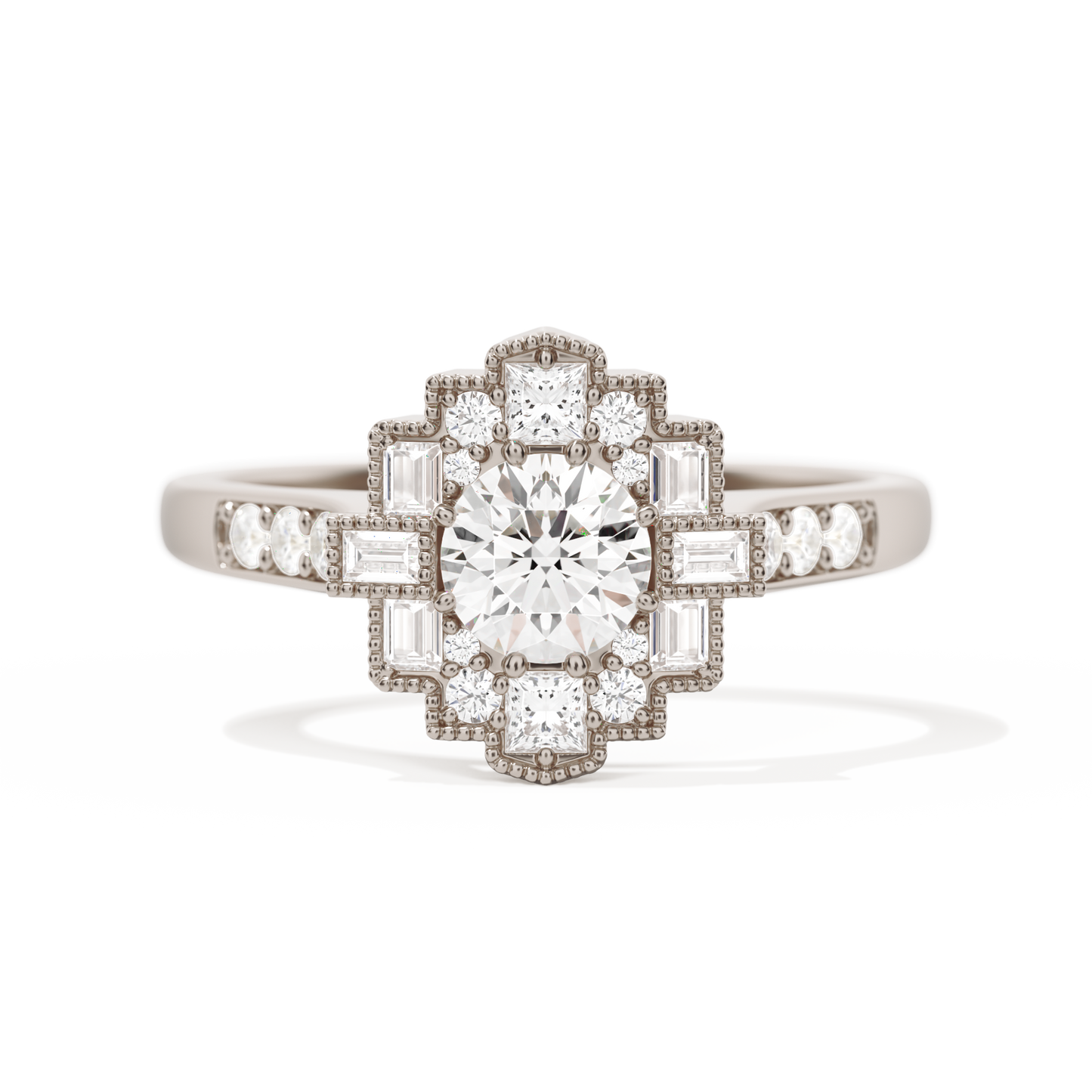 Square Deco with Round Brilliant Cut