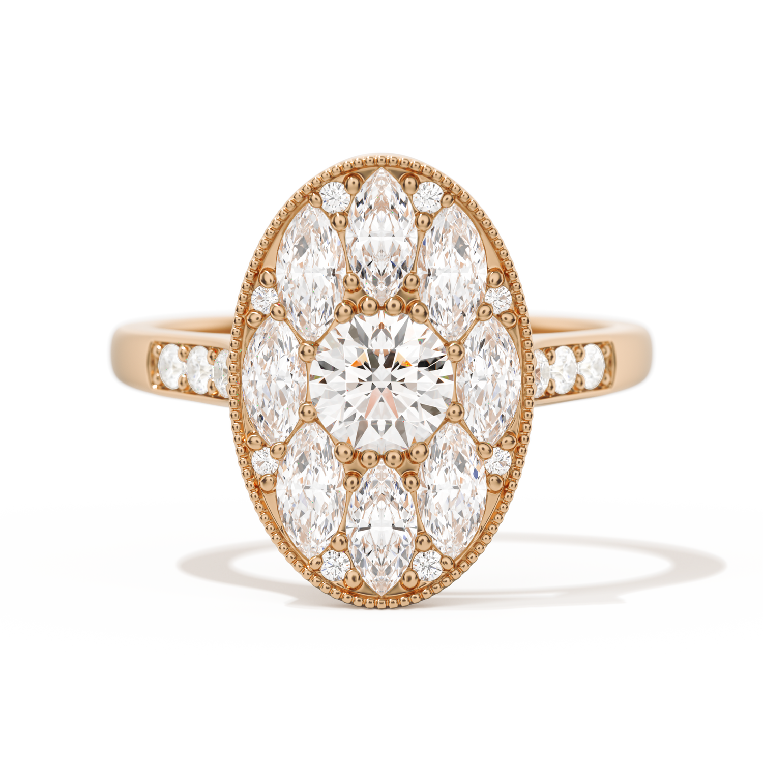 Round with Feather Marquise