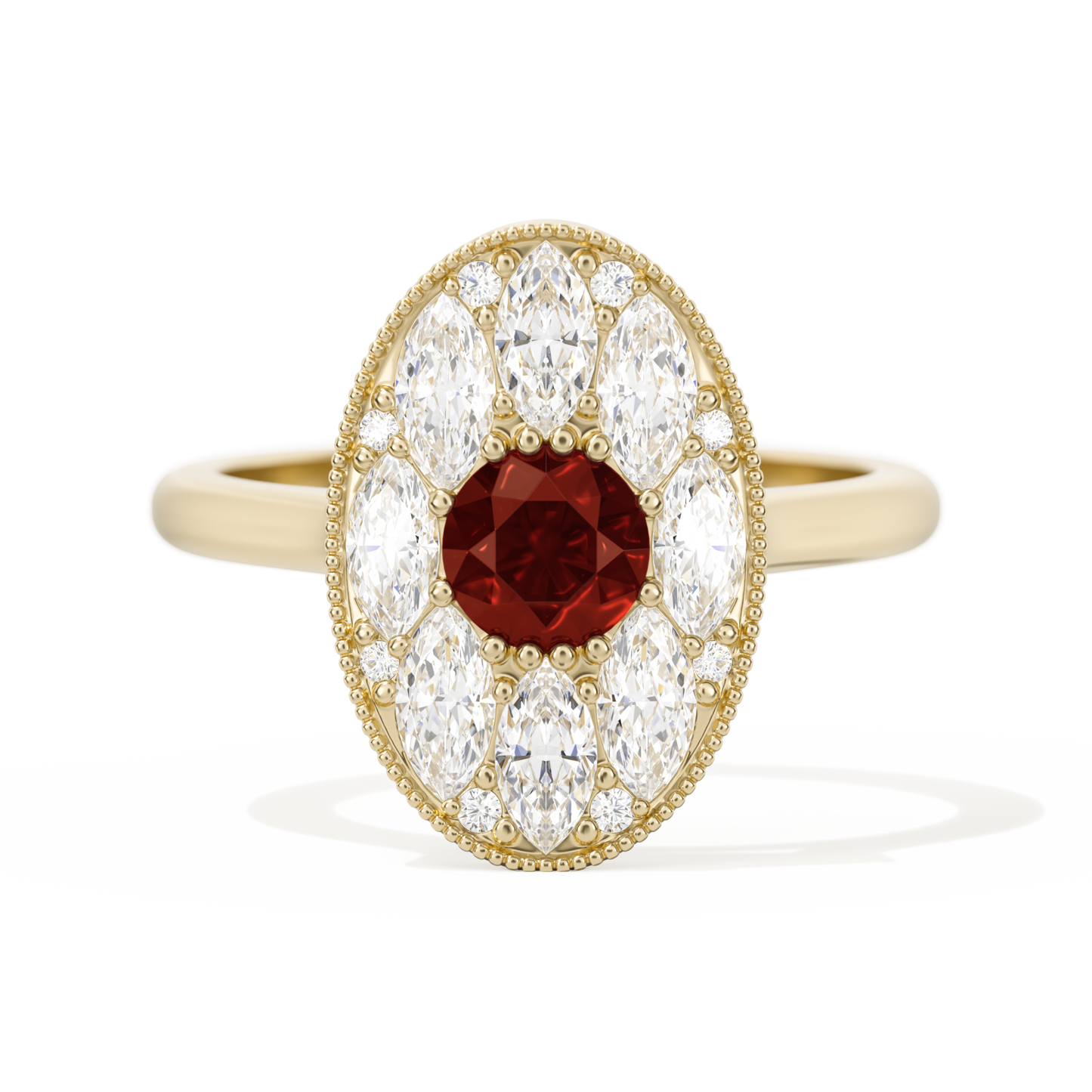 Round with Feather Marquise