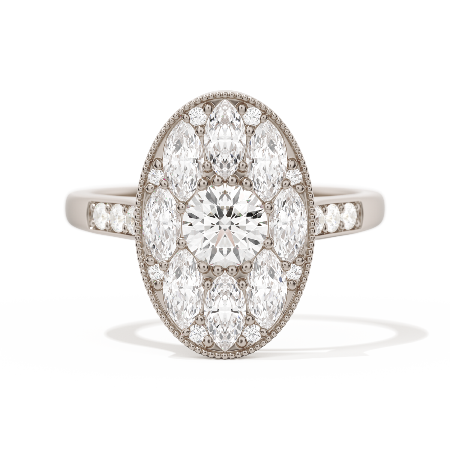 Round with Feather Marquise