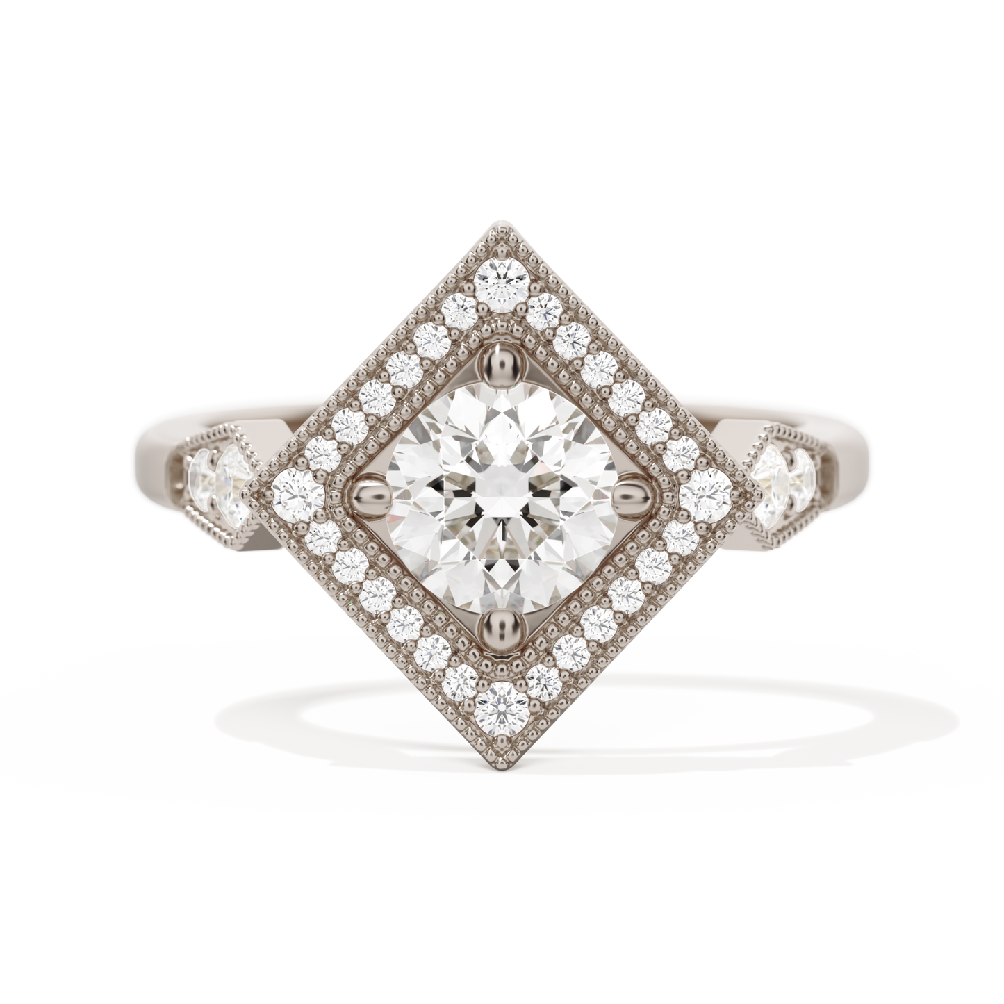 Diamond Shape Halo Round
