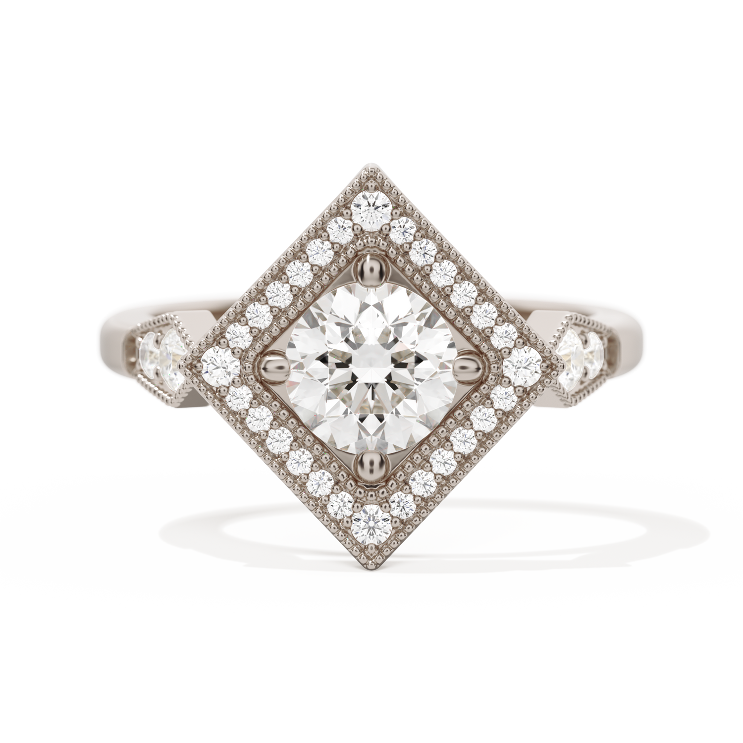 Diamond Shape Halo Round